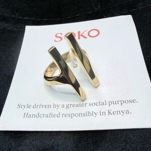SOKO Double Bar Ring 24k NWT